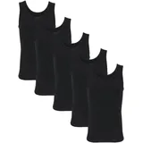 TupTam Unterhemden Jungen – 5er Pack Ärmellose Kinder Unterhemden, Baumwolle, Bequem & Atmungsaktiv, Farbe: schwarz, Größe: 104-110 - 104-110