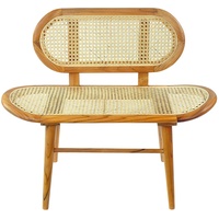 SIT Möbel Bank klein | Sitz- und Rückenfläche Rattan | Rahmen-Gestell Teak-Holz naturfarben | B 95 x T 50 x H 80 cm |05360-01 |Serie RATTAN
