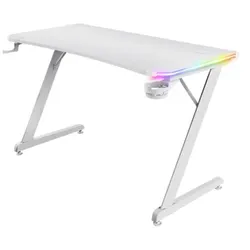 Trust Gaming GXT709W Luminus RGB Tisch Robuster Gaming-Tisch mit RGB LED-Beleuchtung, weiß