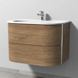 Sanipa 4balance Keramik-Waschtisch + Waschtischunterbau 80 cm mit 2 Auszügen, Badmöbel,