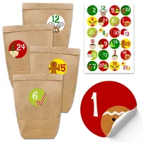 Papierdrachen Adventskalender 2025 zum Befüllen - mit 24 braunen Papiertüten und 24 bunten Aufklebern - zum Selbermachen und Basteln - Weihnachtskalender für Kinder