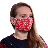 Premium Atmungsaktive Dreilagig Mundschutz Behelfsmaske - Wiederverwendbar Gesichtsschutz für Damen und Herren - Gesichtsmaske, Stoff Maske Rot Baumwolle Waschbar - Schutz für Mund und Nase