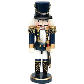 Dekohelden24 Nussknacker Soldat 25 cm Holz Blau