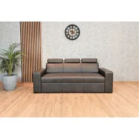 3er Echtleder Schlafsofa Couch mit Bettfunktion und Kopfstützen Echt Leder Sofa