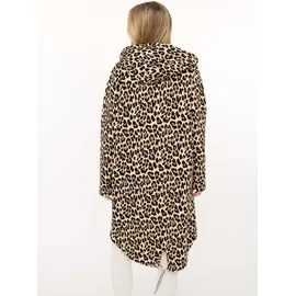 Zwillingsherz Jerseymantel "Leo Dream", Damen, Gr. L/XL (L/XL), beige, Sweatware, Obermaterial: 50% Baumwolle, 50% Polyester, comfort fit ca. Mitte Oberschenkel, V-Ausschnitt, Mäntel, mit Allover Leo Look mit Taschen