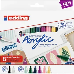EDDING Acrylic, Schwarz, Blau, Braun, Grün, Hellblau, Pink, Violett, Weiß, Gelb,