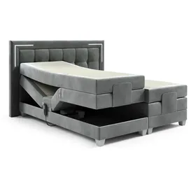 Fun Möbel Boxspringbett Elektrisch Bett DORES 200x200cm in Stoff Fresh Dunkelbraun - Braun