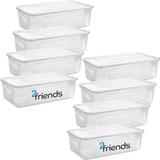 Centi 8er Set. Aufbewahrungsbox Deckel 11 Liter Boxen Aufbewahrung Ordnungsboxen - Transparent