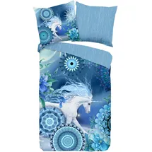 Muller Textil Wendebettwäsche Mandala Blau 135 x 200 cm + 80 x 80 cm