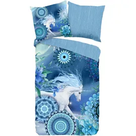 Muller Textil Wendebettwäsche Mandala Blau 135 x 200 cm + 80 x 80 cm