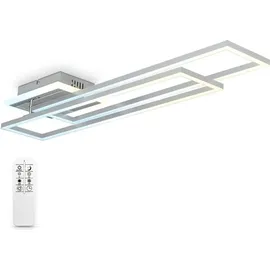 B.K.Licht LED Deckenleuchte CCT Rahmenleuchte schwenkbar dimmbar Timer Nachtlicht 40W Alu - Silber/Grau