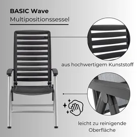Kettler Wave Multipositionssessel 61 x 71 x 108 cm silber/anthrazit