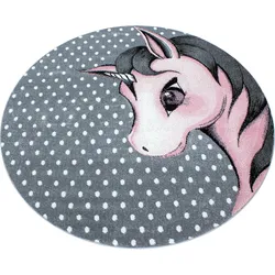 Kinderteppich »Kids 590«, rund, 12 mm Höhe, Einhorn Motiv, Kurzflor, 98518427-9 pink/grau 12 mm