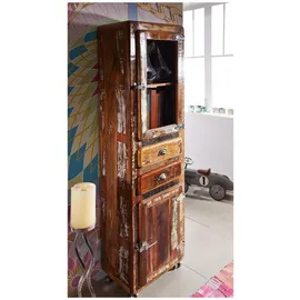 Massivmoebel24 Vitrine Altholz 55 x 38 x 190 cm Mehrfarbig