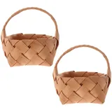 2 Stk Hochzeitskorb Korb Für Kleinigkeiten Süßigkeiten-korb Kleiner Korb Box Für Partygeschenke Aufbewahrungskorb Aus Rattan Wein-picknickkorb Aus Holz Geflochten Puppenhaus Mini