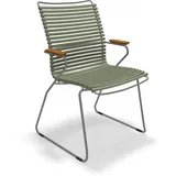 Houe CLICK Dining Chair große Rückenlehne mit Bambusarmlehnen Olivegrün