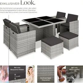 Tectake Manhattan Set 9-tlg. hellgrau