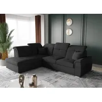 Fun Möbel Ecksofa Schlafsofa Sofa FREJA Stoff Brooklyn Schwarz