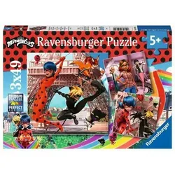 RAVENSBURGER 05189 Kinderpuzzle Unsere Helden Ladybug und Cat Noir 3x49 Teile