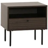 Mendler Nachttisch HWC-N78, Nachtschrank, Schublade, skandinavischer Stil Metall Holz Melamin MVG 50x40x50cm ~ dunkelbraun
