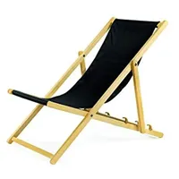 Gartenliege aus Holz Liegestuhl Relaxliege Strandliege mit Absicherungssystem 2 Stück (schwarz)