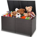 Auflagenbox xxl, 662L, mit Rollen & Reißverschlus, Metallrahmen, aus Rattan, 150x77x73cm - Costway