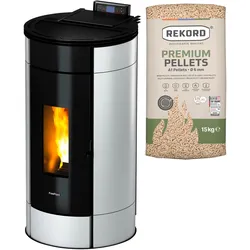 Pelletofen FREEPOINT "Globe airtight", silber (schwarz), Kaminöfen, 352 W, 230 V