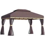 ComfortXL Gartenpavillon, Mokka, Schwarz, Metall, 290x280x390 cm, Sonnen- & Sichtschutz, Pavillons & Pergolas, Pavillons