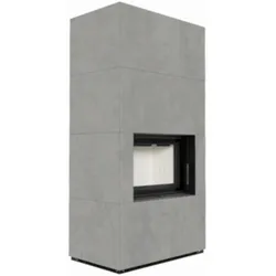 Kratki Kaminbausatz FLOKI BOX | Cemento Grigio | mit Türfeder | Vorne | 8 kW