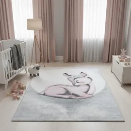KADIMA DESIGN Spielteppich COGNE in Rosa, mit Reh-Motiv, 120 x 170 cm