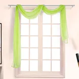 Whakano 1 Stück Querbehang Freihanddeko,Transparentem Gardinen Schals Voile,in 21 Farben erhältlich,Gardinen Tüll,Dekoschals,Vorhangschal für Fotografie Party Hochzeit Taufe,90cmx200cm,Fruchtgrün