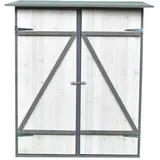 Gartenschrank Mit Pultdach Und Doppelflügeltür Weiß/grau Holz Gerätehaus 162 X 140 X 75 Cm, Inkl. Regal - Melko