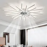 Deckenventilator Mit Beleuchtung Speicherfunktion Dimmbar LED Wohnzimmer Deckenlampe Mit Ventilator 6 Gang Timer Reversibel Lampe Mit Deckenventilator Fernbedienung Für Schlafzimmer-Gold||62CM