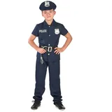Kostüm Polizei Kostüm für Kinder kurzärmelig dunkelblau blau 110-122 (4-6 Jahre)