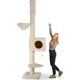 Happy Pet HAPPYPET Kratzbaum XXL Deckenhoch, 250 bis 275 cm – 18 cm Dicke Stämme, Katzenkratzbaum für große Katzen mit Katzenhöhle 250-275cm