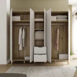 Forte Drehtürenschrank Vankka 228,8 x 201,5 x 52,7 cm Beige
