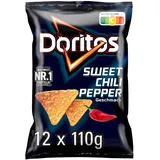 Doritos Sweet Chili Pepper - Tortilla Nachos mit süßem Chili-Geschmack - Herzhafter Snack zum Knabbern aus Mais (12 x 110g) (Verpackungsdesign kann abweichen)