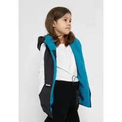 Funktionsweste WEEDO "Monster", Jungen, Gr. 104, blau (blau_schwarz), Obermaterial: 100% Polyester; Bündchen: 100% Polyester, casual, regular fit, Westen, Wendeweste, Kapuze mit Hörnern