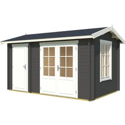 Gartenhaus LASITA MAJA "WREXHAM", grau (carbongrau), Fußboden im Gartenhaus, Massivholzdach, Holzwerkstoff, Gartenhäuser