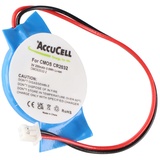 AccuCell CMOS Batterie CR2032 mit Stecker, Backup Lithium Batterie, Stecker ca. 3,2x4mm, Kabellänge 7 cm