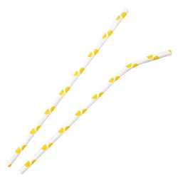 NATURESTAR Flex Papier-Trinkhalme, gepunktet mit Knick, 19,7 cm 42168 , 1 Packung = 100 Stück, gelb-weiß
