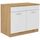 Spülenschrank Buffet Küche Mario 100 Küchenzeile Einbauküche Weiss Eiche Artisan