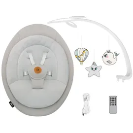 lionelo - Babyschaukel mit Melodie MELL Beige Sand 4xAA + Fernbedienung - Weiß/Beige