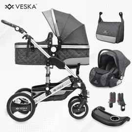 veska Kombi-Kinderwagen Silber/Grau