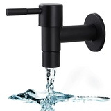 Edelstahl schwarz einzigen kalten Wasserhahn Wandmontage Spültischarmatur wasserhahn waschmaschine Wand Balkon Mopp Waschbecken Wasserhahn Spüle Wasserhahn Kaltwasser Armatur für Badezimmer, Garten