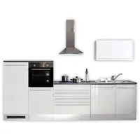 yourkitchen Küchenzeile Jazz 320 cm weiß hochglanz