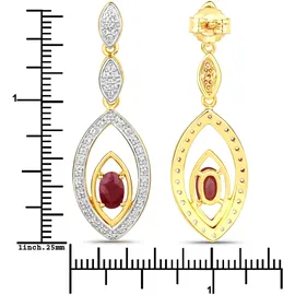 vira jewels Ohrhänger Vira Jewels Gelb/Rot 40mm Silber 925
