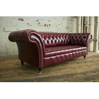 JVmoebel 3-Sitzer Chesterfield Designer Big 3Sitzer Sofa Leder Luxus 100% Leder Sofort, Made in Europa braun