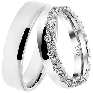 DOOSTI Trauring »Schmuck Geschenk Silber 925 Trauring Ehering Partnerring LIEBE« wahlweise mit oder ohne Zirkonia, 17356103-58 silberfarben ohne Zirkonia