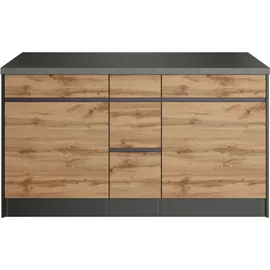 kochstation Winkelküche L-Form 340 cm grau